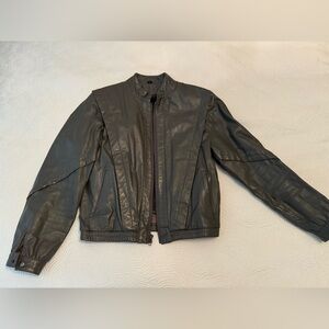 Genuine leather women’s jacket gray bomber size 6